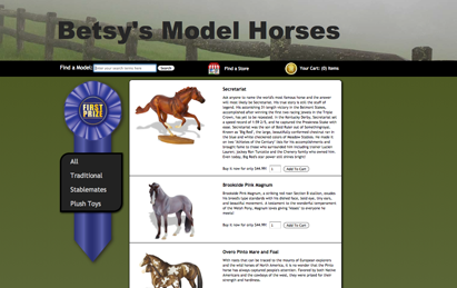 ehm studios web development model horses website
