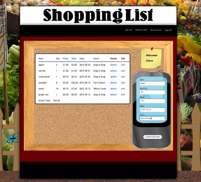 Slide: Shopping List - List