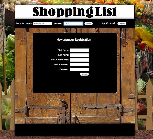 Slide: Shopping List - Login